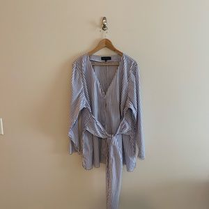 Eloquii Stripe Blouse with Tie